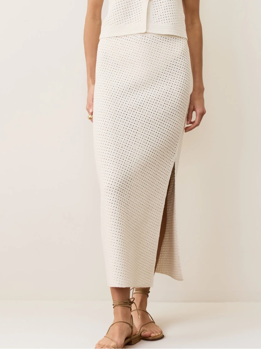 Marine layer NWT sands crochet knit sweater maxi side slit skirt sz small